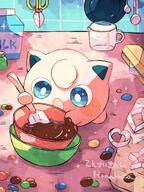 amount:solo atmosphere:kitchen body-type:blob chocolate food sily species:jigglypuff style:girly style:noisy style:sparkly style:very-girly style:watercolor sweets // 1536x2048 // 406KB