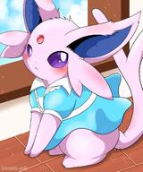 amount:solo atmosphere:home body-type:feral body-type:semi-anthro body-type:slightly-chubby dress forehead-gem outfit series:eeveelutions series:pokemon species:espeon style:girly style:sparkly // 1706x2048 // 276KB