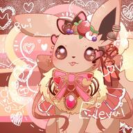 amount:solo body-type:feral chocolate food necklace outfit series:pokemon species:eevee style:girly style:sparkly style:very-girly style:watercolor sweets wearing-bow // 768x768 // 136KB