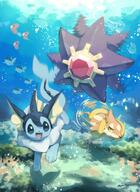 amount:multiple amount:pair atmosphere:undersea body-type:feral series:eeveelutions series:pokemon species:buizel species:otter species:starmie species:vaporeon style:noisy // 874x1200 // 185KB