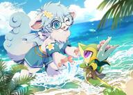 amount:pair atmosphere:beach body-type:anthro body-type:feral body-type:semi-anthro nerdy species:dragon species:snivy style:intentional-blur style:kawaii style:kemono // 2976x2122 // 831KB