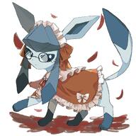 amount:solo atmosphere:autumn body-type:feral freckles glasses maid nerdy outfit series:eeveelutions series:pokemon species:glaceon // 1668x1668 // 260KB
