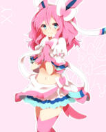 amount:solo body-type:gijinka body-type:humanoid hair outfit series:eeveelutions series:pokemon skirt species:human species:sylveon style:girly style:one-color style:pink style:very-girly thigh-highs // 1200x1500 // 897KB
