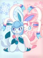 affection amount:pair body-type:feral body-type:semi-anthro hugging romance series:eeveelutions series:pokemon species:glaceon species:sylveon // 3072x4096 // 5.5MB
