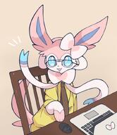 amount:solo atmosphere:home body-type:feral body-type:semi-anthro glasses nerdy outfit series:eeveelutions series:pokemon species:sylveon using-computer // 711x820 // 94KB
