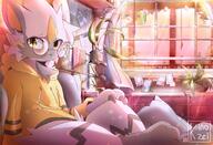 amount:solo atmosphere:home best-of-the-best body-type:anthro body-type:semi-anthro book glasses hall-of-fame:bronze hall-of-fame:silver hoodie nerdy species:zeraora style:girly sweater // 2429x1653 // 648KB