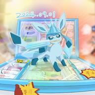 amount:solo body-type:feral holding-large-object-in-comparison holding-object holding-object-in-mouth popsicle series:eeveelutions series:pokemon species:glaceon // 3288x3288 // 6.4MB