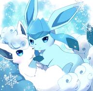 affection amount:pair atmosphere:snowy body-type:feral cuddling series:eeveelutions series:pokemon species:alolan-vulpix species:glaceon style:kawaii // 1000x982 // 1.1MB