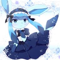 amount:solo artist:kemoribon body-type:semi-anthro maid outfit series:eeveelutions series:pokemon species:glaceon style:girly style:kawaii style:one-color style:sparkly // 1500x1500 // 1.6MB