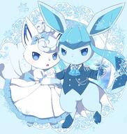 amount:pair atmosphere:regal body-type:feral body-type:semi-anthro dress princess rapier series:eeveelutions series:pokemon species:alolan-vulpix species:glaceon style:blue style:girly style:kemono style:playful // 1500x1582 // 1.9MB