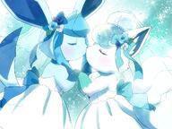 affection amount:pair body-type:semi-anthro feminine flower hall-of-fame:bronze hall-of-fame:silver kissing pressing-same-body-part-against-each-other series:eeveelutions series:pokemon species:alolan-vulpix species:glaceon style:circle-sparkles style:girly style:no-anti-aliasing style:over-exposure style:sparkly style:very-girly wearing-flower wedding-dress // 1024x768 // 934KB