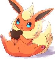 amount:solo body-type:feral chocolate holding-heart series:eeveelutions series:pokemon species:flareon style:kawaii style:over-exposure // 1127x1200 // 639KB