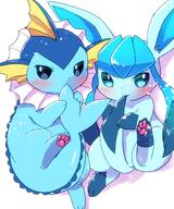 affection amount:pair body-type:feral nomming series:eeveelutions series:pokemon species:glaceon species:vaporeon style:circle-sparkles style:girly // 1001x1200 // 748KB