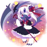 amount:solo atmosphere:halloween atmosphere:spooky atmosphere:stary body-type:semi-anthro dress feminine flower hall-of-fame:bronze scythe species:absol style:girly style:kawaii style:playful style:very-kawaii wearing-bow wearing-flower // 1280x1280 // 1.9MB