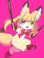 amount:solo bell body-type:semi-anthro long-hair pocky species:fox style:chromatic-aberration style:kawaii style:kemono wearing-bow // 1200x1600 // 1.0MB