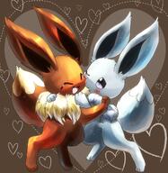 affection amount:pair body-type:feral body-type:semi-anthro cuddling series:pokemon species:eevee species:shiny-pokemon style:abstract-background style:dark-background style:kawaii style:painted // 2500x2566 // 3.8MB