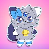 amount:solo artist:blue-azul body-type:semi-anthro glasses nerdy series:pokemon species:espurr species:fusion species:oshawott species:otter thigh-highs wearing-bow // 2000x2000 // 1.2MB
