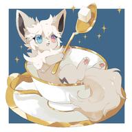 amount:solo atmosphere:cafe atmosphere:regal body-type:feral cramped hall-of-fame:bronze heterochromia series:pokemon species:cat species:eevee style:girly style:sparkly teacup // 2000x2000 // 1.3MB