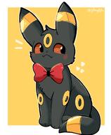 amount:solo body-type:feral series:eeveelutions series:pokemon species:umbreon wearing-bow // 1650x2000 // 171KB
