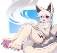 amount:solo blep body-type:anthro body-type:semi-anthro coffee heterochromia series:pokemon species:eevee // 1770x1655 // 320KB