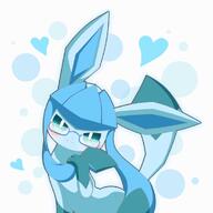 amount:solo body-type:feral glasses nerdy series:eeveelutions series:pokemon species:glaceon style:abstract-background style:blue style:kawaii style:one-color style:simple-colors visual-teasing // 980x980 // 241KB
