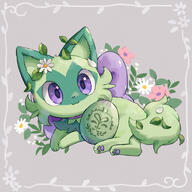 amount:solo atmosphere:spring body-type:feral feminine flower purple-eyes species:shiny-pokemon species:sprigatito style:girly wearing-flower // 1600x1600 // 2.0MB