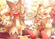 amount:multiple atmosphere:autumn body-type:anthro body-type:feral body-type:semi-anthro grouping:full-evolution-family species:floragato species:meowscarada species:sprigatito style:colored-lighting style:one-color style:over-exposure // 1199x848 // 187KB