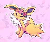 amount:solo body-type:feral feminine flower flower-crown series:eeveelutions series:pokemon species:jolteon style:girly style:one-color style:outline style:pink style:very-girly wearing-flower // 2152x1824 // 235KB