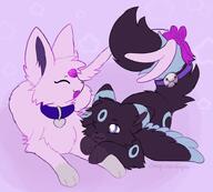 affection amount:pair bell bell-collar body-type:feral collar cuddling forehead-gem series:eeveelutions series:pokemon species:espeon species:umbreon style:girly style:playful wings // 1492x1346 // 129KB