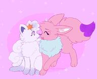 affection amount:pair body-type:feral boop fluffified series:pokemon species:alolan-vulpix species:eevee style:girly style:one-color style:pink style:sparkly style:very-girly // 1394x1129 // 87KB