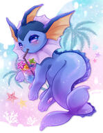amount:solo atmosphere:beach body-type:feral drink series:eeveelutions series:pokemon species:vaporeon style:girly style:sparkly style:very-girly // 1788x2300 // 791KB