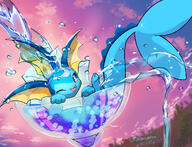 amount:solo atmosphere:sunset body-type:feral cramped drink series:eeveelutions series:pokemon species:vaporeon // 2500x1920 // 958KB