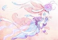 amount:solo atmosphere:fashion body-type:feral dress feminine flower hall-of-fame:bronze hall-of-fame:silver outfit series:eeveelutions series:pokemon species:sylveon style:girly style:very-girly style:watercolor wearing-flower // 2000x1402 // 415KB