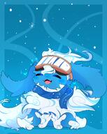 amount:solo atmosphere:snowy body-type:feral body-type:semi-anthro fluffified goggles scarf species:meowstic style:circle-sparkles style:girly style:one-color style:sparkly // 2239x2808 // 1.8MB