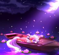 amount:solo atmosphere:fantasy atmosphere:flowers atmosphere:night atmosphere:swamp body-type:feral flower species:lycanroc-(dusk) style:colored-lighting // 4147x3888 // 5.5MB