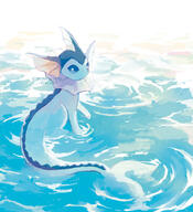 amount:solo atmosphere:beach body-type:feral series:eeveelutions series:pokemon species:vaporeon // 2362x2598 // 485KB