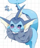 amount:solo body-type:feral glasses hoodie nerdy series:eeveelutions series:pokemon species:vaporeon sweater // 1639x1968 // 394KB