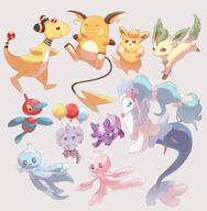 amount:multiple balloons body-type:feral body-type:semi-anthro series:eeveelutions series:pokemon species:ampharos species:espurr species:frillish species:leafeon species:pawmo species:porygon-z species:primarina species:raichu species:toxel // 2189x2232 // 343KB
