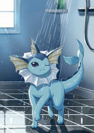 amount:solo atmosphere:bathroom atmosphere:shower body-type:feral series:eeveelutions series:pokemon species:vaporeon style:chromatic-aberration // 1202x1700 // 499KB