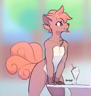 amount:solo body-type:anthro body-type:slim cherry eating hall-of-fame:bronze milkshake species:vulpix style:intentional-blur style:kemono style:simple-colors // 1198x1262 // 640KB