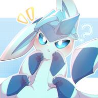 amount:solo body-type:feral body-type:semi-anthro hall-of-fame:bronze hall-of-fame:silver series:eeveelutions series:pokemon species:glaceon style:abstract-background style:chromatic-aberration style:dithering style:outline style:white-border visibly-shy // 1280x1280 // 177KB