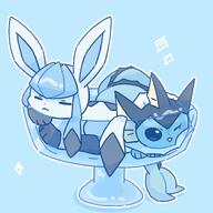 affection amount:pair body-type:feral cramped cuddling series:eeveelutions series:pokemon species:glaceon species:vaporeon style:one-color style:outline // 1500x1500 // 178KB