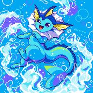 amount:solo atmosphere:undersea body-type:feral series:eeveelutions series:pokemon species:vaporeon style:dithering style:pixel-art // 320x320 // 7.2KB