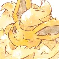 amount:solo body-type:feral series:eeveelutions series:pokemon species:flareon style:watercolor // 2238x2252 // 486KB