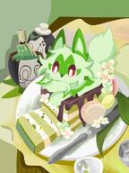 amount:multiple atmosphere:kitchen body-type:blob body-type:feral cake food knife macarons species:poltchageist species:polteageist species:sprigatito style:lineless sweets // 1200x1600 // 235KB