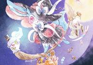 amount:multiple atmosphere:halloween atmosphere:night body-type:feral candy maid outfit series:eeveelutions series:pokemon species:eevee species:litwik species:sylveon style:watercolor witch // 2000x1402 // 869KB