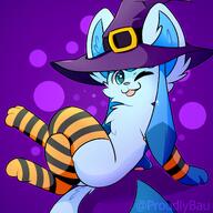 amount:solo atmosphere:halloween body-type:feral crossed-legs series:eeveelutions series:pokemon species:glaceon thigh-highs witch // 2100x2100 // 316KB