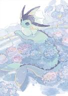 amount:solo atmosphere:rain atmosphere:town body-type:feral flower series:eeveelutions series:pokemon species:vaporeon style:noisy style:pastel-colors // 636x900 // 1.0MB