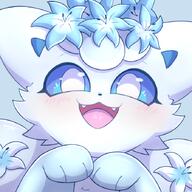 amount:solo body-type:feral feminine flower happy species:alolan-vulpix style:girly style:one-color visual-teasing wearing-flower // 700x700 // 418KB