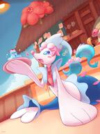 amount:solo atmosphere:beach atmosphere:cafe body-type:semi-anthro drink species:primarina // 2400x3200 // 516KB